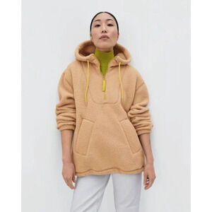 Everlane The ReNew Fleece Hoodie in Camel XSmall New Womens Teddy Pullover